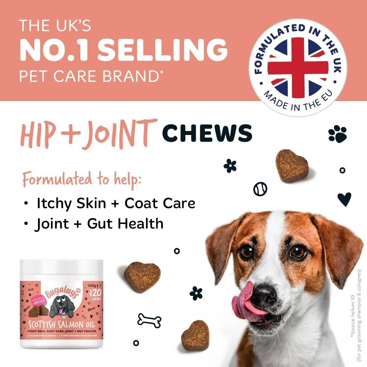 Bugalugs Dog Salmon Oil 100% Pure Dogs, Cats & Pets 500Ml, Healthy Skin & Coat